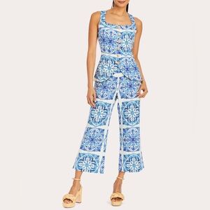 NWT MESTIZA NEW YORK Taylor Cropped Pant In Azulejo Blue Sz 4